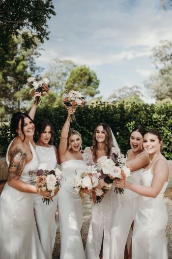 Wedding party celebrating at Enzo Weddings Hunter Valley